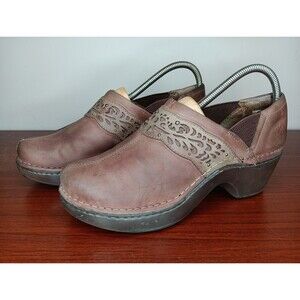Ariat Tambour Leather Clogs Women 9B Brown Laser Cut